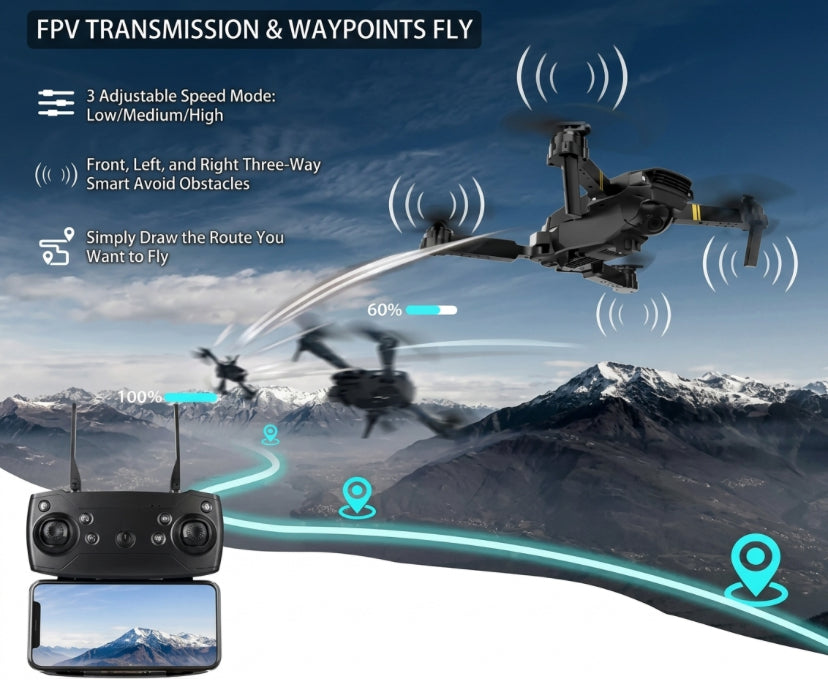 Dron con doble cámara 4K + Maletín Gratis